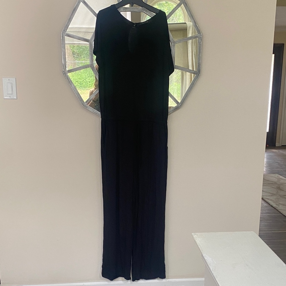 Elegant Black Short Sleeve Cotton Jumpsuit
